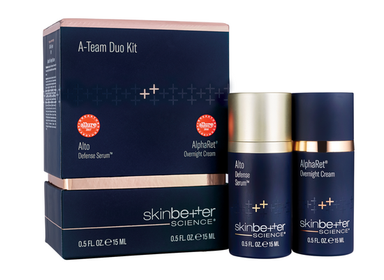 A-Team Duo Kit (15ml x 2) The award-winning duo from Skinbetter science® is designed to provide support against the effects of daily oxidative stress and correct the appearance of lines, wrinkles, uneven texture and discolouration.