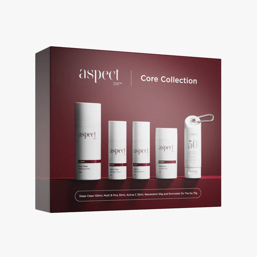 Aspect Dr Core Collection is expertly curated to introduce you to the essentials of a results-driven skincare regimen. With five powerful best-selling products that work together to purify, correct, protect, and rejuvenate, it's the perfect way to begin your journey to radiant skin with lasting results.